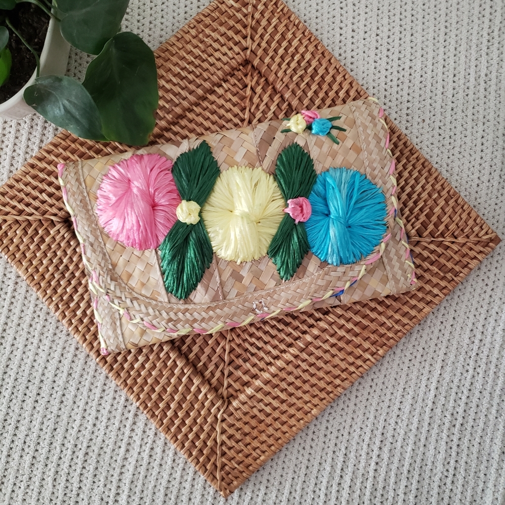 Woven Clutch with Flowers
